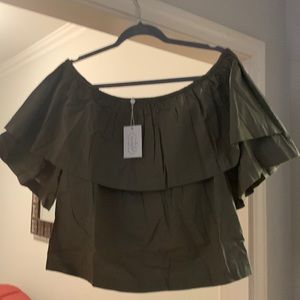 Olive green off the shoulder top